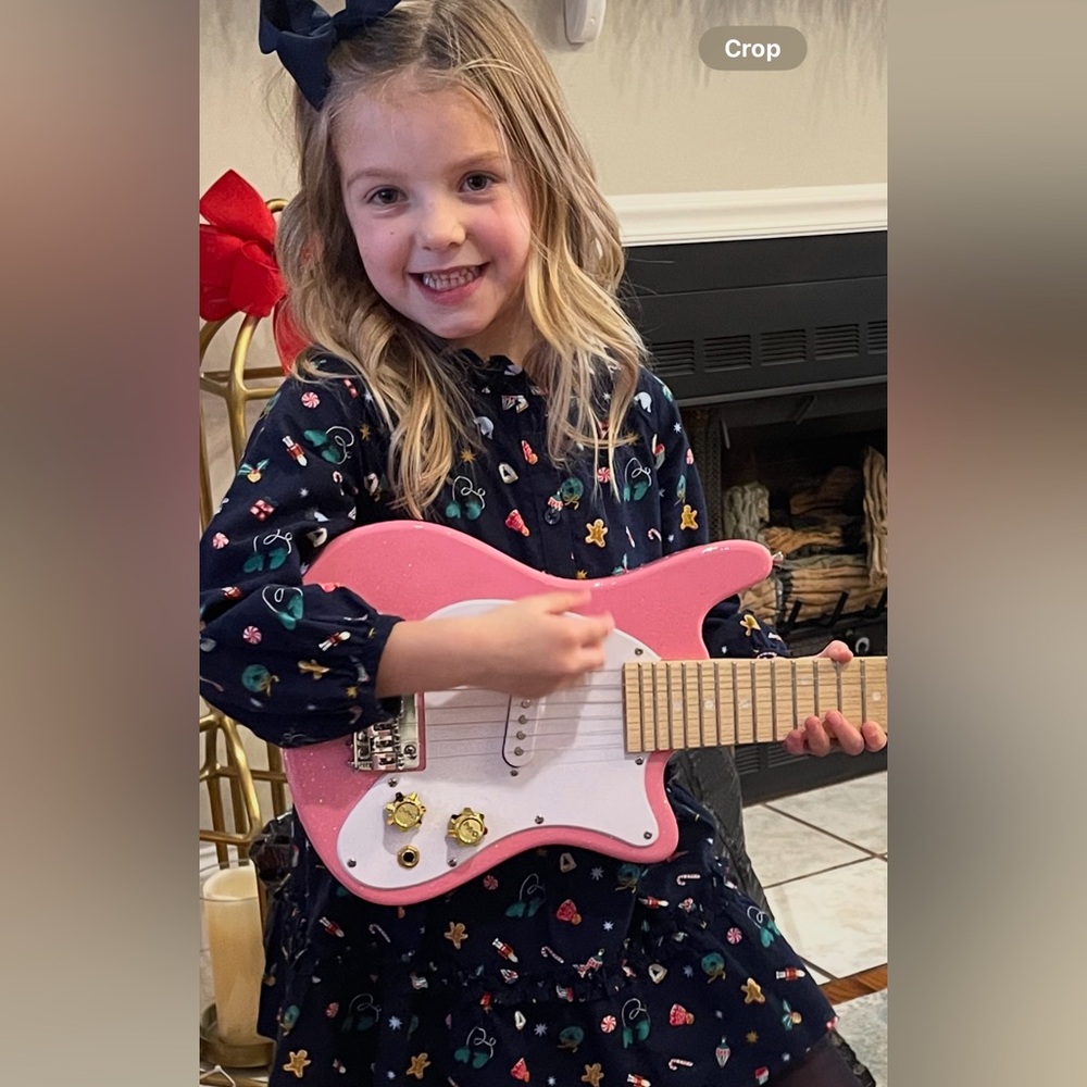 Janie and Jack Navy Floral Dress with Pink Guitar